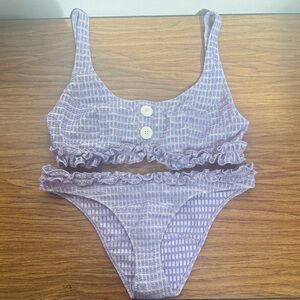 Lisa Marie Fernandez Colby Seesucker Two piece Textured Bikini Size 4 Purple